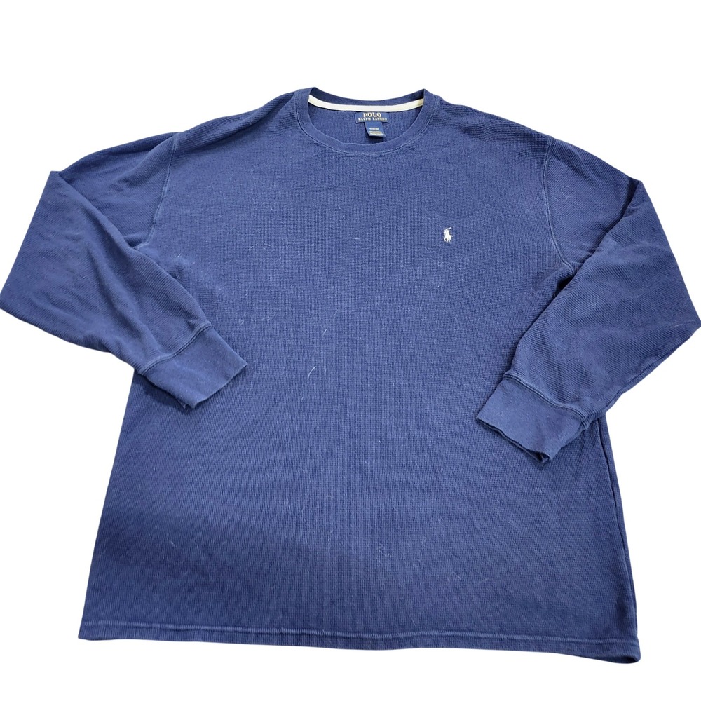 Polo Ralph Lauren Thermal Shirt Mens 2XLT Waffle Knit Navy Blue EUC